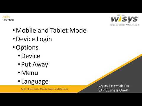 Device Login Options - Agility Essentials for SAP Business One