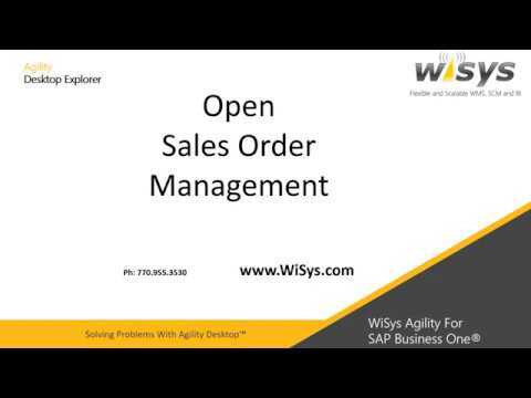 Open Sales Order Management for SAP Business One - Solving Problems with WiSys Agility